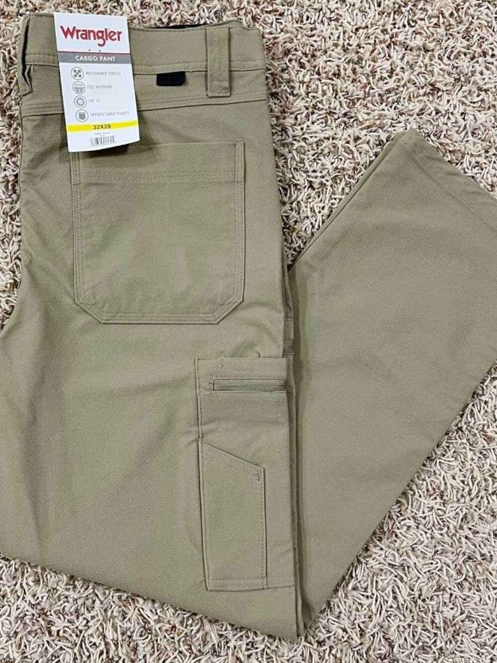 Wrangler Men's Tech Cargo Twill Pants Tan, Size 32x29 (New)